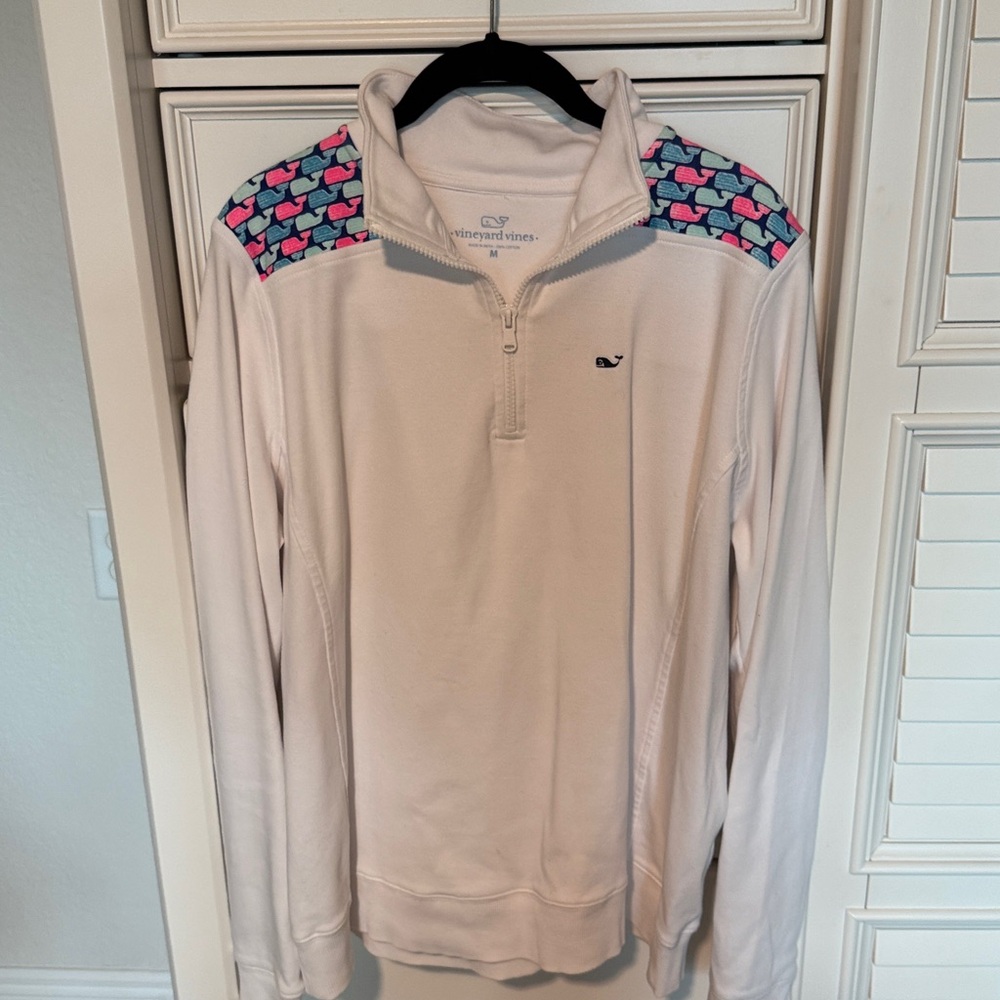 Vineyard Vines Pink and Blue Whale Shoulder Pullover